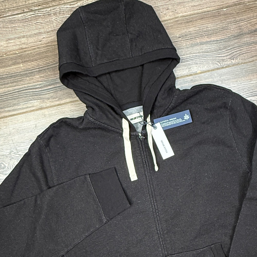 Taylor Stitch Mens Size 44 XL The Apres Zip Hoodie Black Indigo Terry NWT
